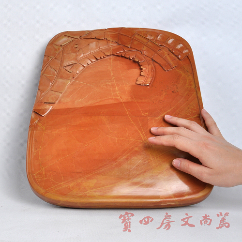 砚台 芭蕉叶红丝砚